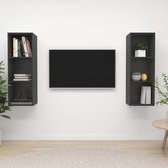 The Living Store TV-meubelset Stereokast - 37 x 37 x 107 cm - Grijs - Montage vereist
