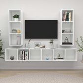 The Living Store Televisiewandmeubelset - Hoogglans wit - 37 x 37 x 107 cm - 4x tv-meubel