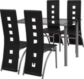 The Living Store Eettafelset - - Tafel en 4 stoelen - 120 x 70 x 75 cm - Zwart