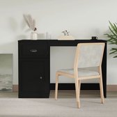 The Living Store Desks - Bureau - 115 x 50 x 75 cm - Bureau en bois Zwart avec tiroir et espace de rangement