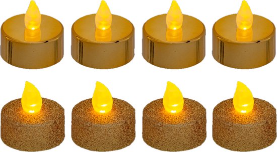 Feeric lights and christmas LED theelichtjes/waxinelichtjes - 8x -goud