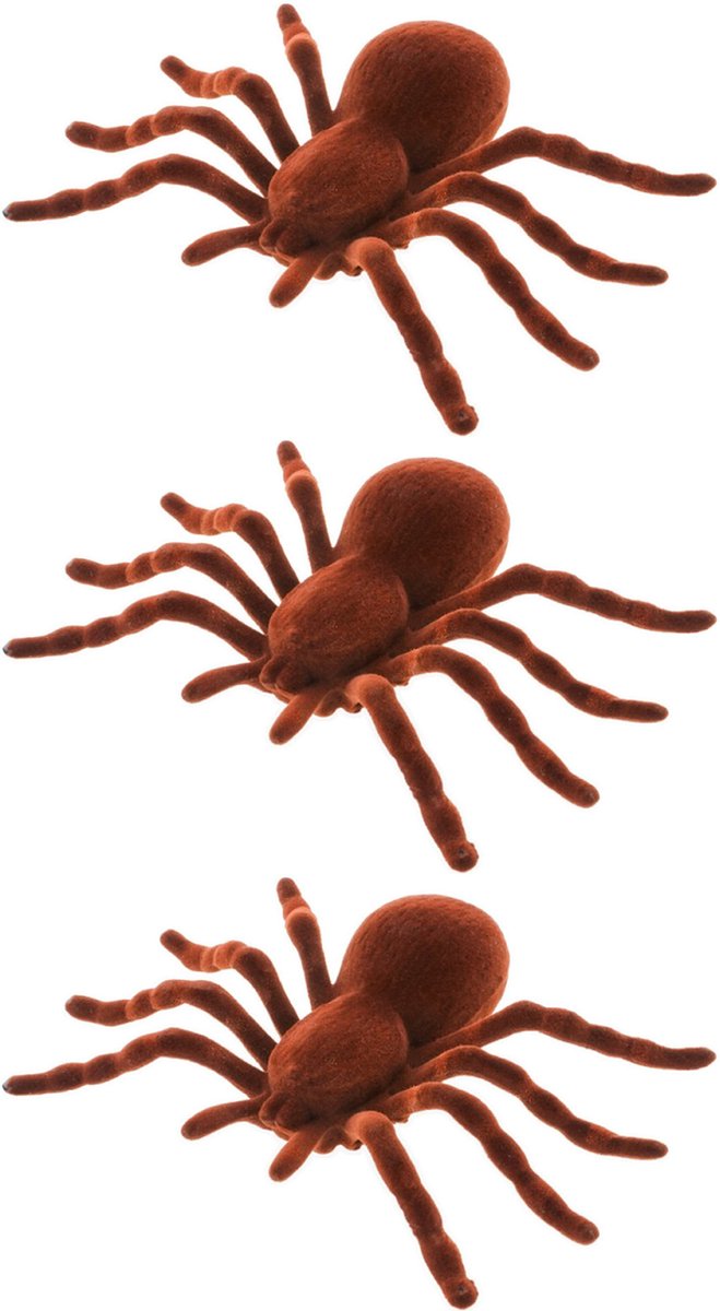 Chaks nep spinnen 18 cm - 3x - bruin - velvet/fluweel tarantula -ï¿½Horror/griezel thema decoratie