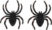 Chaks nep spinnen 13 cm - zwart/bruin gestreept - 2x stuks - Horror/griezel thema decoratie beestjes