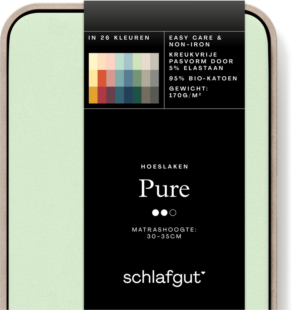 Schlafgut Pure Bio Katoen Jersey Hoeslaken M - 120x200 - 130x220 643 Green Light