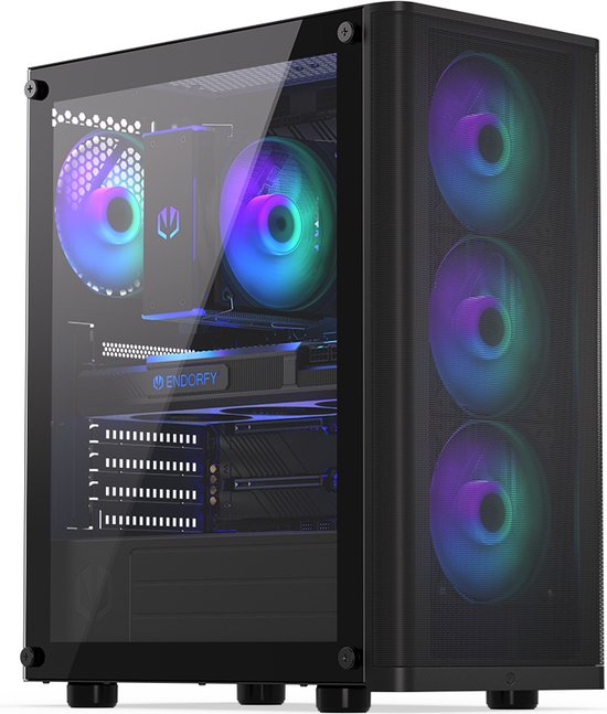 ENDORFY Ventum 200 ARGB, Full Tower, PC, Zwart, ATX, micro ATX, Mini-ITX, Glas, Metaal, Gamen