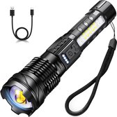 Bol.com Zaklamp LED oplaadbaar met 2 Lichten - Militaire Zaklamp - 7 Lichtstanden - USB C - 2200 lumen - Waterproof aanbieding