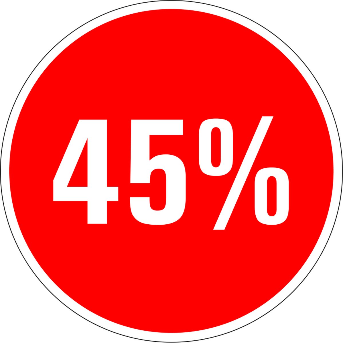 Korting sticker 45% op vel 20 mm - 36 per vel