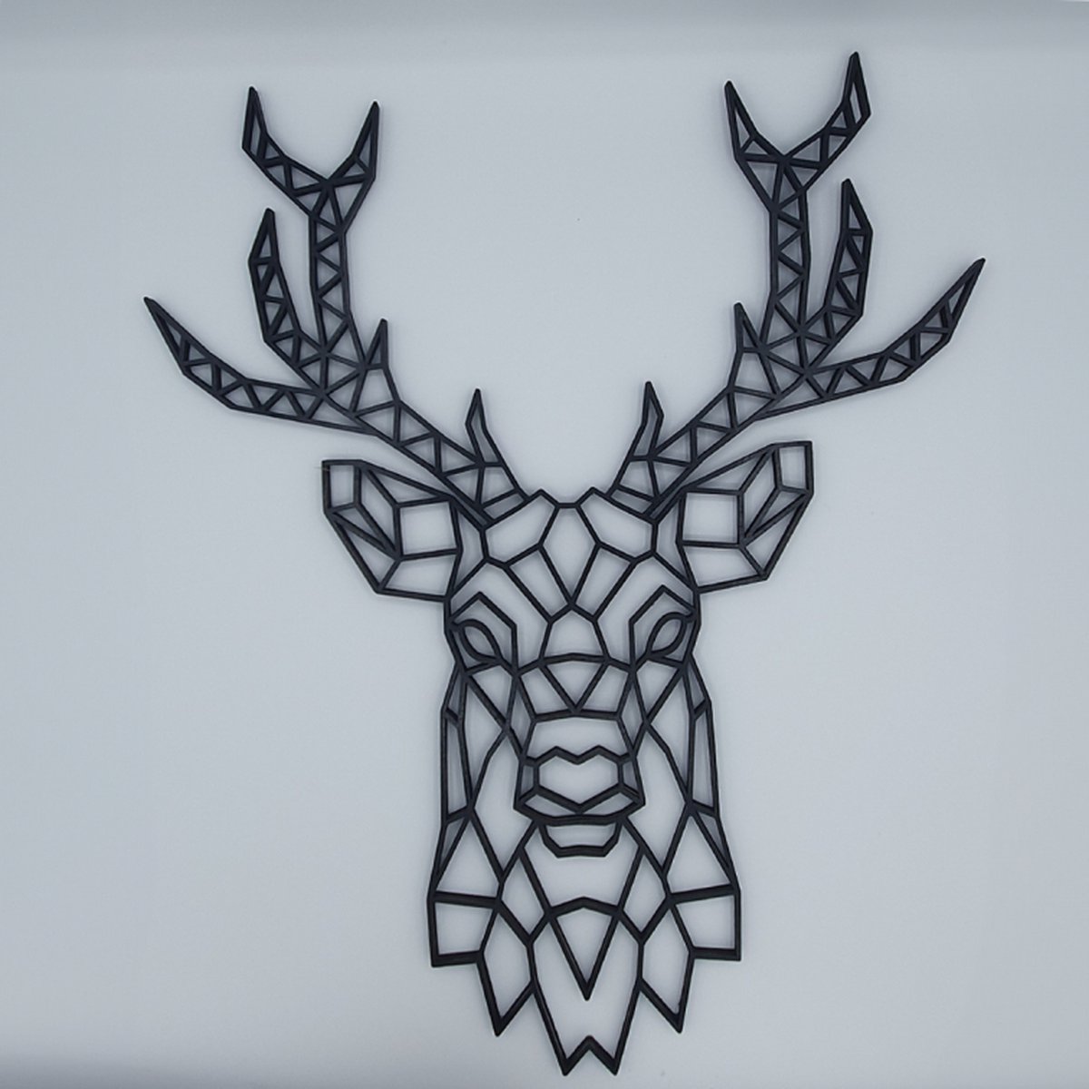 Handgemaakte duurzame 2-laags Hert Houten CNC-kunst - Zwart