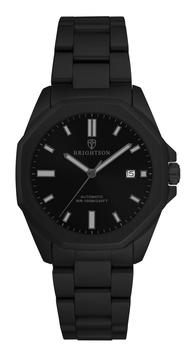 Brightson The Prestige - Horloge heren automatisch - Waterdicht - Saffierglas - 316L roestvrijs staal - Zwart / Zwart