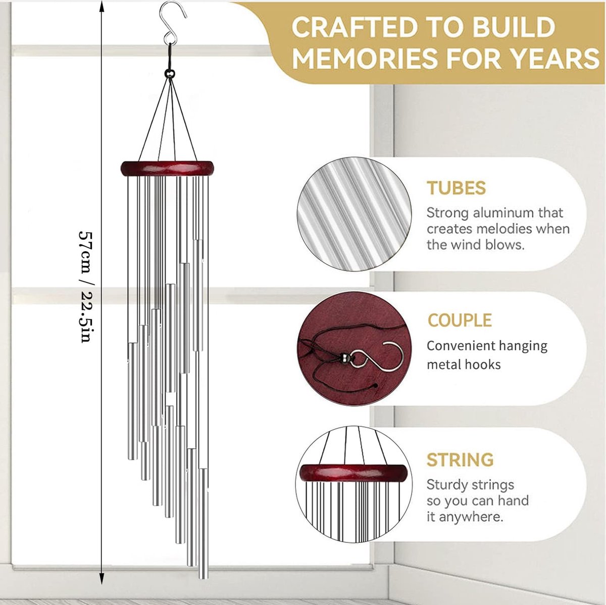 Carillon Éolien En Aluminium, 50 Pièces, Tuyau De Bricolage, Tube