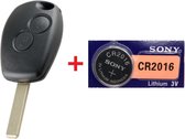 Logement clé de voiture 2 boutons + batterie Energizer CR2016 adapté à la clé Renault / Renault Kangoo / Master / Twingo / Logan / Sandero / clé à distance.