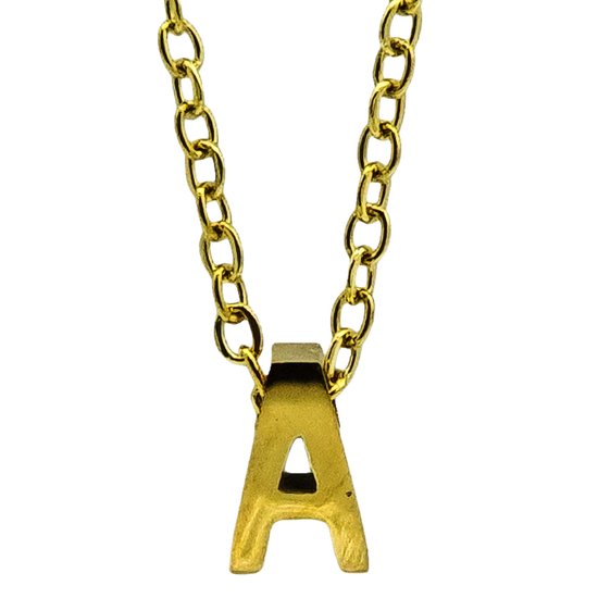 Initial ketting letter A - Minimalistisch - Goudkleurig Staal