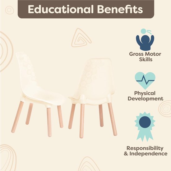 2st Ivoor Set van 2 kindermeubels: kinderstoelpoten - stabiele, stijlvolle stoelen in crèmewit en hout voor kinderen vanaf 3 jaar, PVC-vrij, kunststof van poppenVilla — afbeelding 5