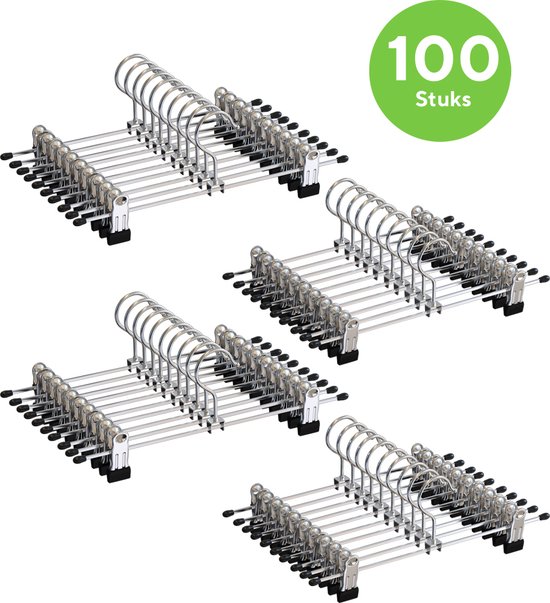 Cintres pour pantalons Life's Green - 100 pièces - Cintre pour pantalons avec pinces - Cintre - Antidérapant