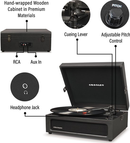 Crosley Voyager Bluetooth Platenspeler Zwart — afbeelding 3
