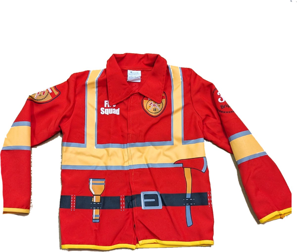 Brandweerjas met Lange Mouw - DeQube - Verkleedkleding Brandweer — afbeelding 2