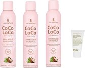 3 x CoCo LoCo & Agave Firm Hold Hair Spray + Gratis Evo Travel Size