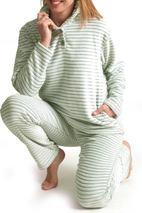 CityComfort Pyjama voor dames, lange fleece pyjama voor dames, huispak, behaaglijk, roze, M