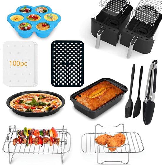 Dual Zone Hot Air Fryer Accessoires, 7-delige set Compatibel met Ninja  Foodi AF300EU