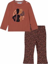 Dirkje - Kledingset - Meisjes - 2delig - Broek Smokey Pink met panterprint - Shirt Smokey Pink met print - Maat 86