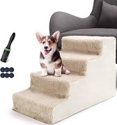 Hondentrap 4 Treden, Huisdiertrap voor Kleine Honden,Dog Stair, Afneembare en Wasbare Overtrek, Huisdierentrap voor Bank, Bed