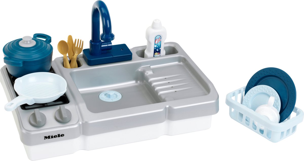 Klein Toys Miele speelgoed spoelbak met waterfunctie en kookplaat - blauw grijs — afbeelding 2