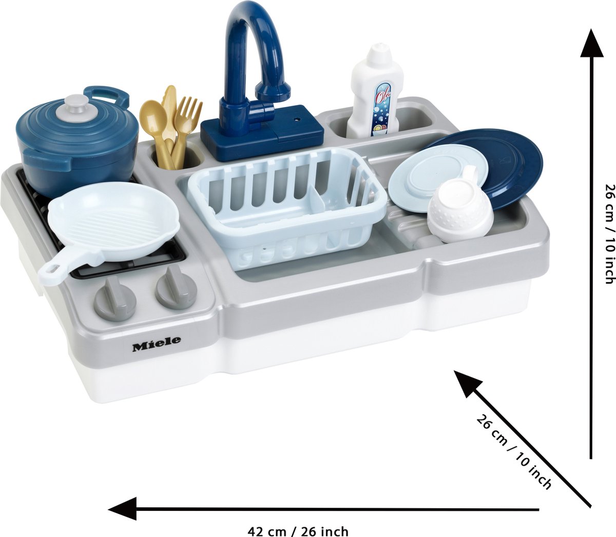 Klein Toys Miele speelgoed spoelbak met waterfunctie en kookplaat - blauw grijs — afbeelding 5