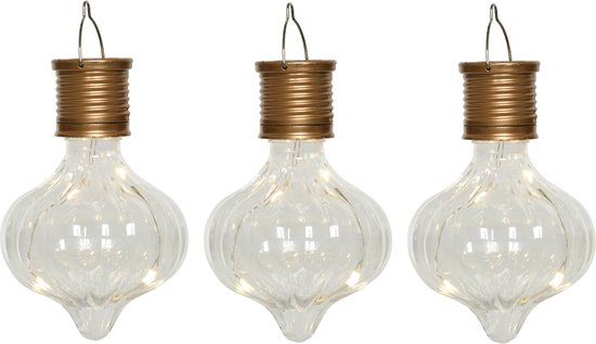 Lampe à suspension solaire Lumineo LED - 3x - Marrakech - plastique - D8 x H12 cm