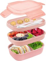 Bento Box Lunchbox voor kinderen met vakken, 1900 ml, voor kinderen, met 5 vakken, ontbijtbox voor volwassenen, 2-laags, duurzame broodtrommel, voor school, werk, picknick