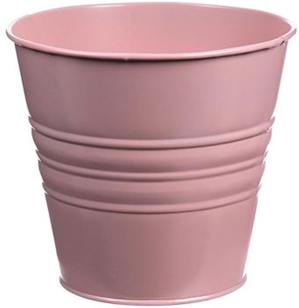 Zinken emmertje/bloempotje - lichtroze - D14 x H12 cm - Plantenpotjes