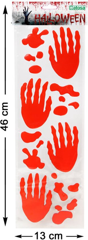 Autocollants Fenêtre Halloween Mains Sanglantes – 9 Feuilles PVC Effet Réaliste, Double Face