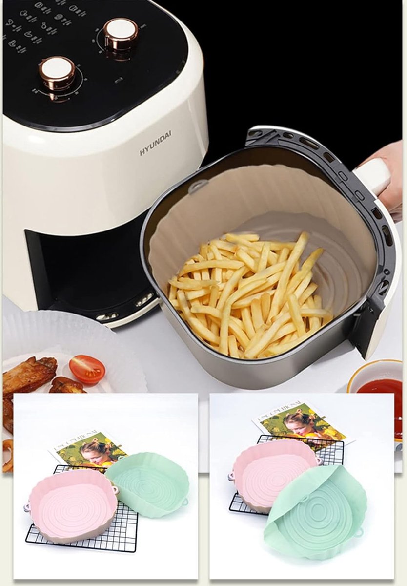Panier en silicone pour friteuse à air Airfryer Pot en silicone pour  friteuse à air Panier de cuisson avec poignée Bol pour micro-ondes  Accessoires