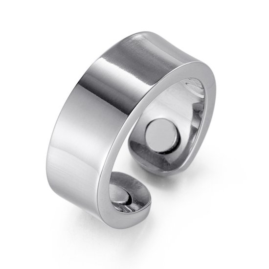 MAGNETOX - Ring de Guérison 'Norah' - Ring Aimantée - Bague Santé - Ring Magnétique - Acier Inoxydable - Argent - Femme - 50mm