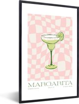 FrameYourWall® - Fotolijst met poster 40x60 - Margarita - Pastel - Cocktail - Vintage - Groen - Fotokader van hout - Kaders en lijsten - Houten fotolijstje - Wissellijst voor muurposter - Picture en photo frame - Posterlijst - Fotohouder