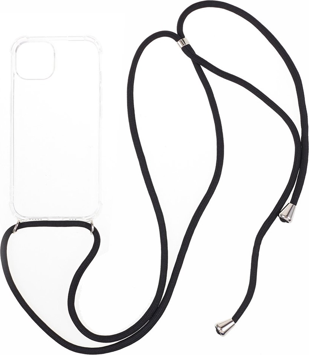 Anti-shock Back Cover voor de iPhone 15 Plus Transparant met Koord