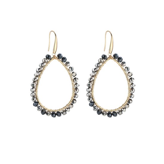 Boucles d'oreilles Perles de Crystal - Perles - Gouttes Fines - Zwart/ Argent - Fête/Vacances