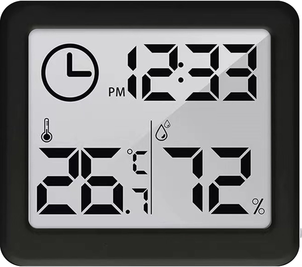 GreenBlue - Weerstation - Digitale Thermometer / hygrometer met klokfunctie - Zwart