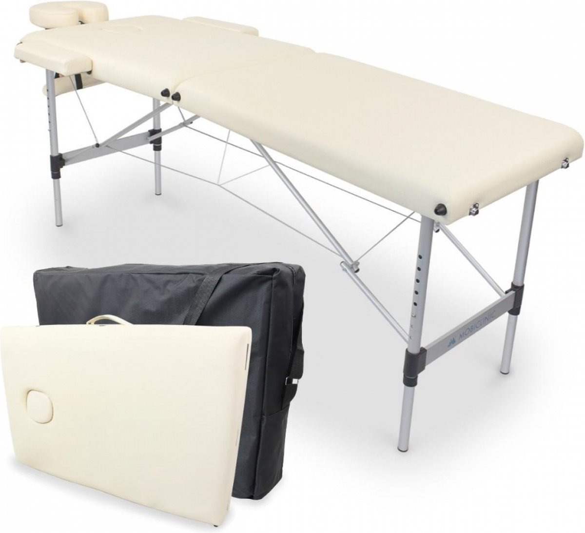 Goedkoopste Mobiclinic CA-01 Light - Massagetafel - Inklapbare fysiotherapeutische bank - Mobiele Massagebed - Massagelstoel - Hoofdsteun - Draagbaar - Aluminium - 186x60 cm - Creme kleur