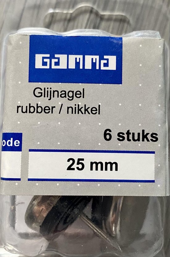 Gamma Glijnagel Rubber/Nikkel 6 stuks 25mm