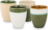vtwonen Mug sans anse - Vert - Tasses à café rétro - 250 ml - Lot de 4 tasses à café