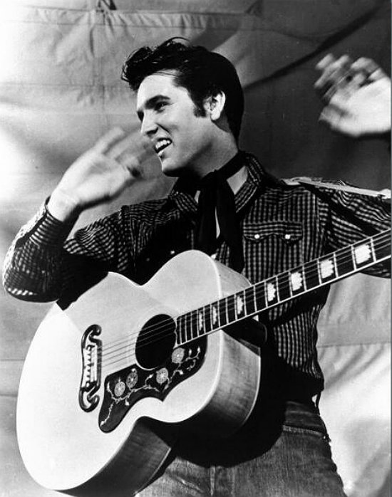 Allernieuwste.nl® Canvas Schilderij Elvis Presley Vintage Zwart/Wit * - Moderne Kunst aan je Muur - Zwart Wit - 40 x 60 cm
