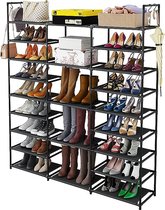 Schoenenrek, schoenenrek van metaal, smal schoenenrek met 23 planken, kan 50-55 paar schoenen en laarzen bevatten, staand rek voor woonkamer, slaapkamer, hal, entree, kleedkamers - zwart