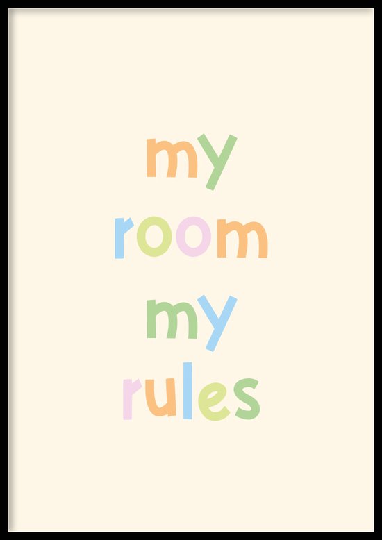 Poster My room my rules - Kinderkamer poster - Babykamer poster - Kinderkamer decoratie - 30x40 cm - Exclusief lijst - WALLLL
