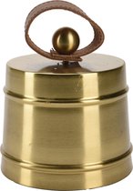 Butée de porte dorée avec poignée en cuir - 11 cm