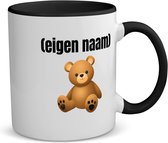 Akyol - teddybeer met eigen naam koffiemok - theemok - zwart - Teddybeer - kinderen/knuffel liefhebber - mok met eigen naam - iemand die houdt van teddyberen - verjaardag - cadeau - kado - geschenk - 350 ML inhoud
