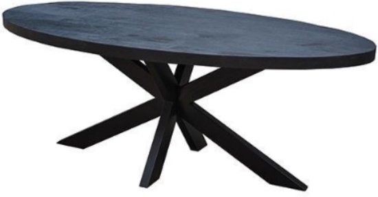 tafel ovaal mangohout 200 cm zwart