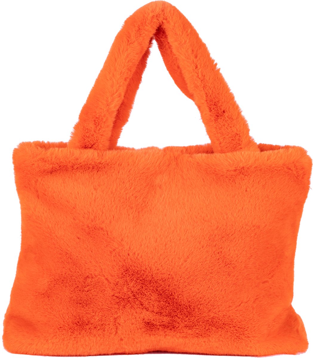 Nouka Oranje Grote Dames Tas – Handtas – Schoudertas – Shopper – Werktas – Schooltas - Zachte Teddy Fluffy Tas