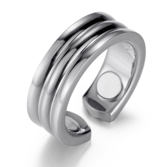 MAGNETOX - Ring de Guérison 'Sarah' - Ring Aimantée - Bague Santé - Ring Magnétique - Acier Inoxydable - Argent - Femme - 50mm