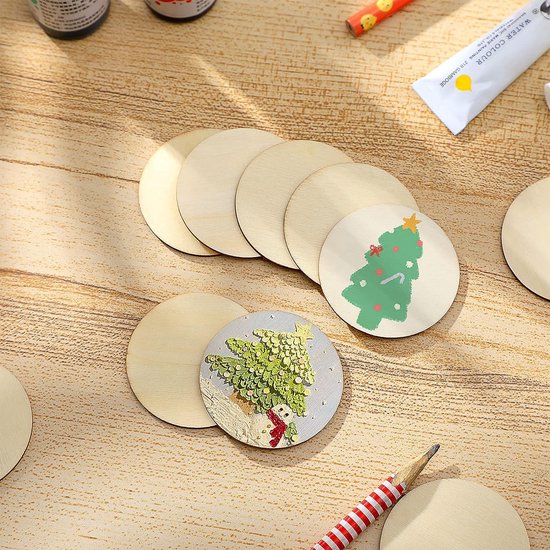 Lot De 50 Disques En Bois Brut 50mm - Pour Bricolage, Déco De Table, Mariage, Noël, Créations Artisanales