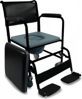 Mobiclinic Barco - Toiletstoel - Met wielen - Comfortabele zitting en emmer met deksel - WC stoel - Postoel - Compact en Lichtgewicht